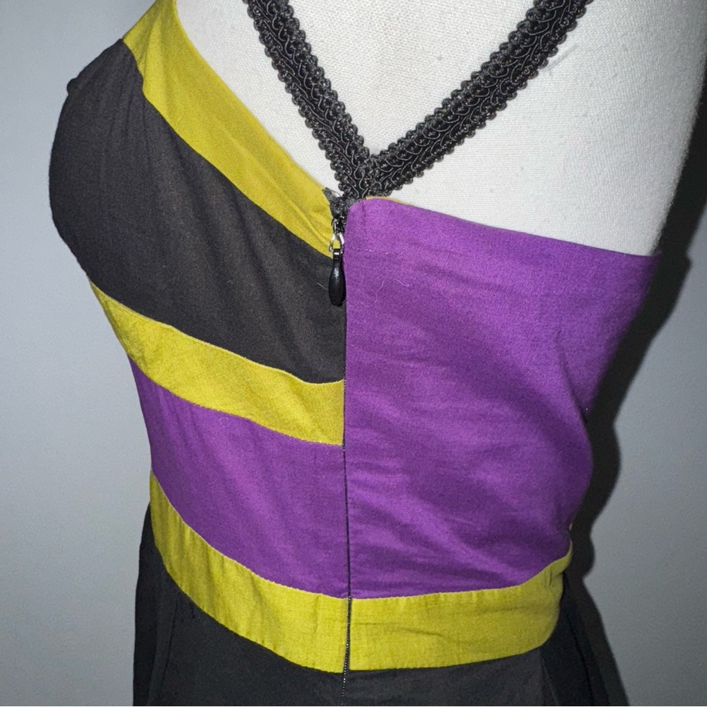 Vintage Y2K Retro Inspired Color Block Kenar Dress Pin-Up Rockabilly Halter sz 6 - Picture 5 of 16